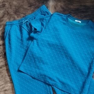 Teal Textured Loungewear Set